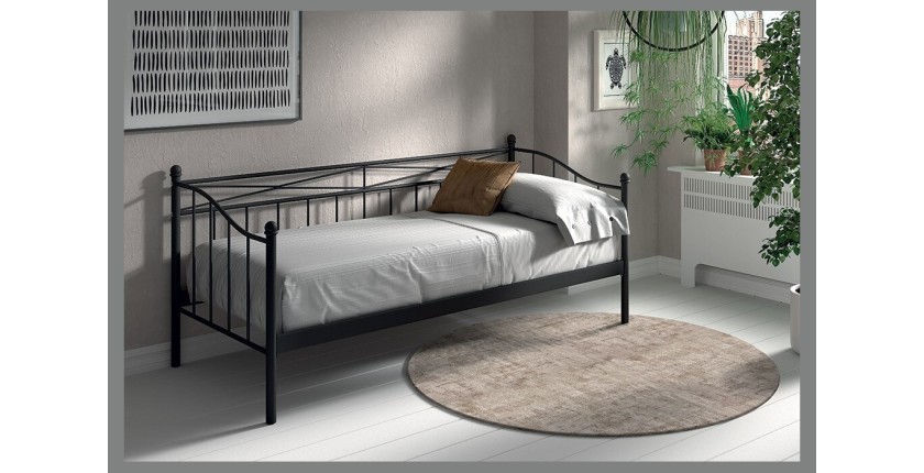 Lit banquette noir SOBLA 90x200 - Style contemporain