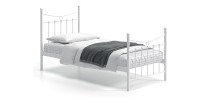 Lit 1 place métal blanc 90x200 SENCHA style contemporain.