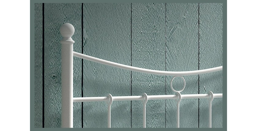 Lit 1 place métal blanc 90x200 SENCHA style contemporain.