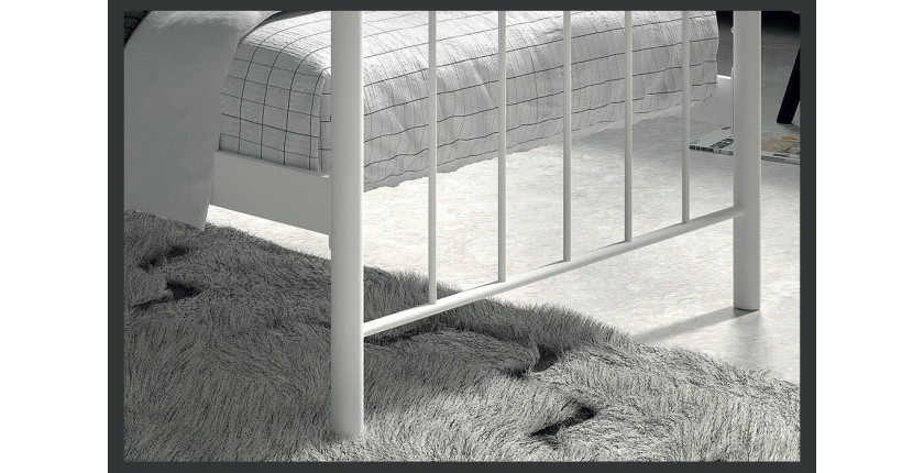 Lit 1 place métal blanc 90x200 SENCHA style contemporain.