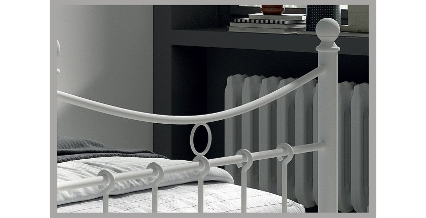 Lit 1 place métal blanc 90x200 SENCHA style contemporain.