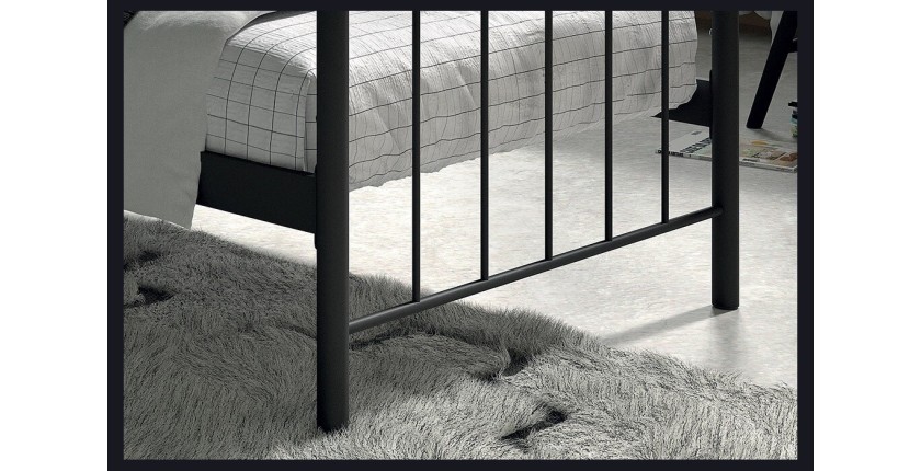 Lit 1 place métal noir 90x200 SENCHA style contemporain.