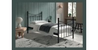 Lit 1 place métal noir 90x200 SENCHA style contemporain.