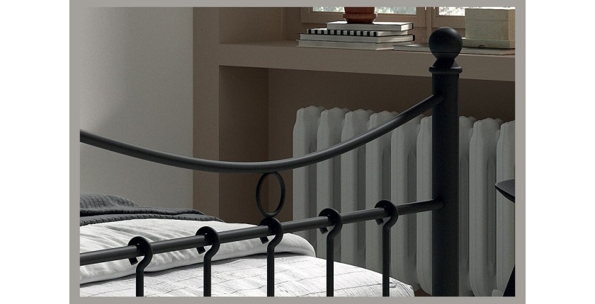 Lit 1 place métal noir 90x200 SENCHA style contemporain.