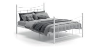 Lit 2 places métal blanc 140x200 SENCHA style contemporain.