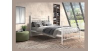 Lit 2 places métal blanc 140x200 SENCHA style contemporain.