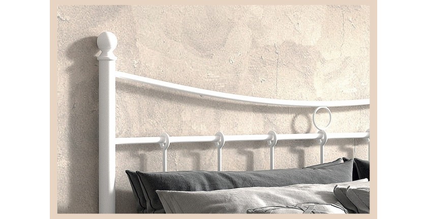 Lit 2 places métal blanc 140x200 SENCHA style contemporain.