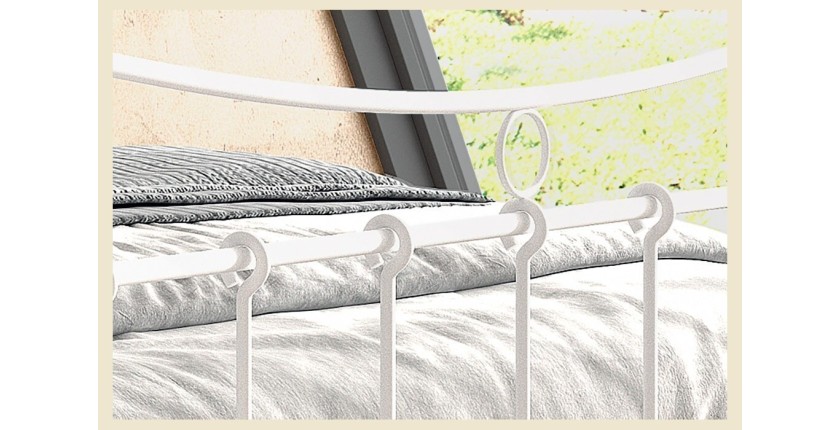 Lit 2 places métal blanc 140x200 SENCHA style contemporain.