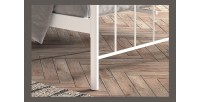 Lit 2 places métal blanc 140x200 SENCHA style contemporain.