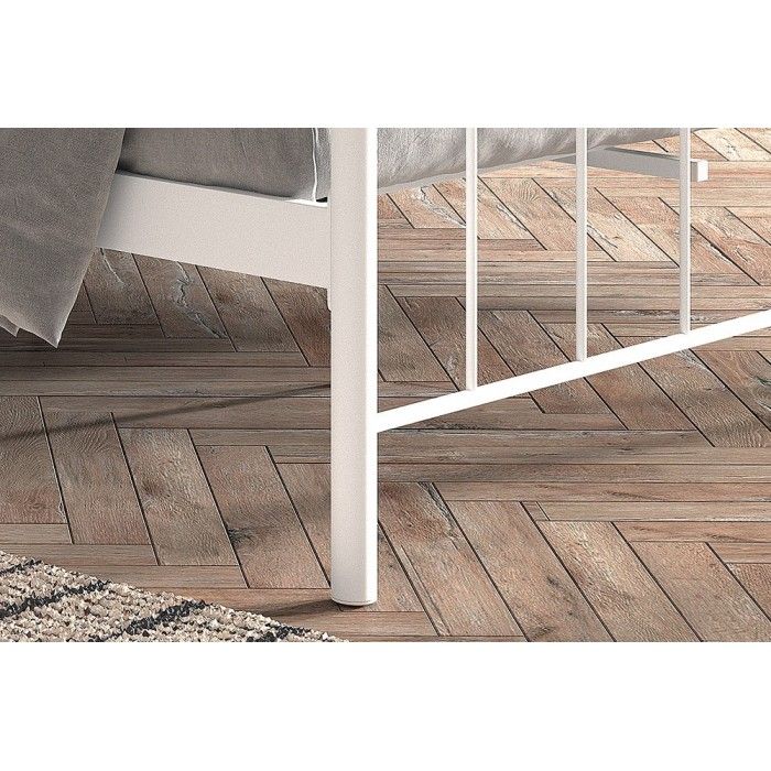 Lit 2 places métal blanc 140x200 SENCHA style contemporain.