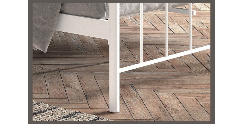 Lit 2 places métal blanc 140x200 SENCHA style contemporain.