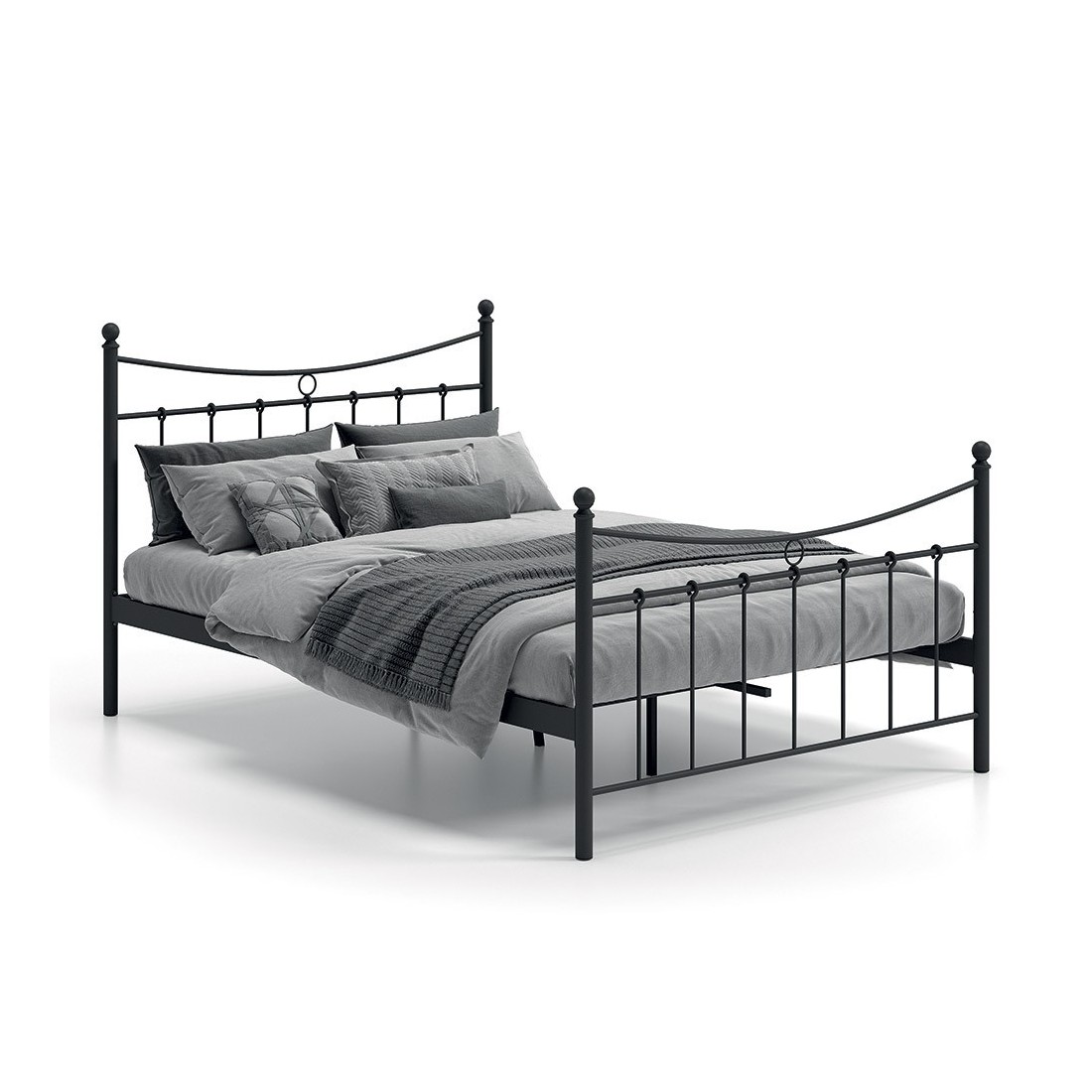 Lit 2 places métal noir 140x200 SENCHA style contemporain.