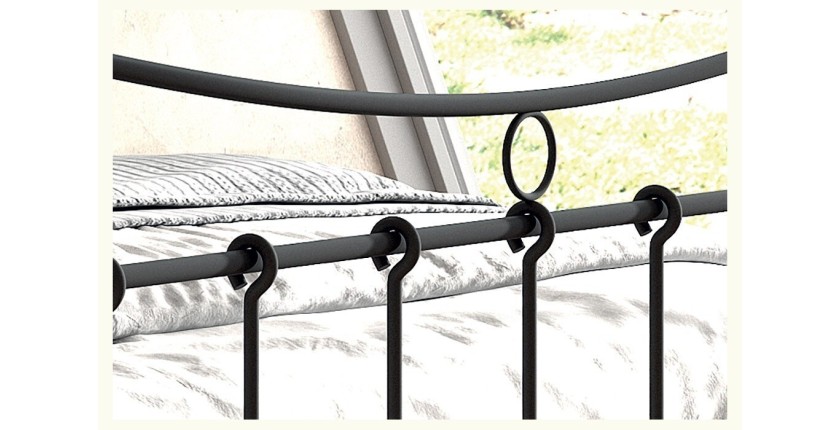 Lit 2 places métal noir 140x200 SENCHA style contemporain.
