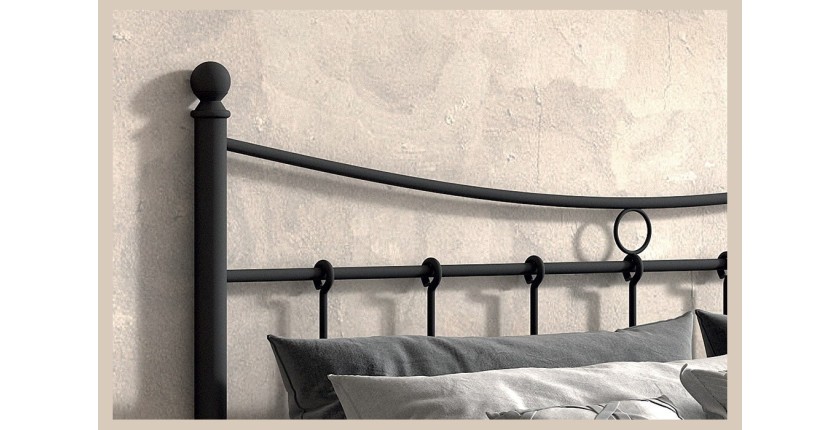 Lit 2 places métal noir 140x200 SENCHA style contemporain.