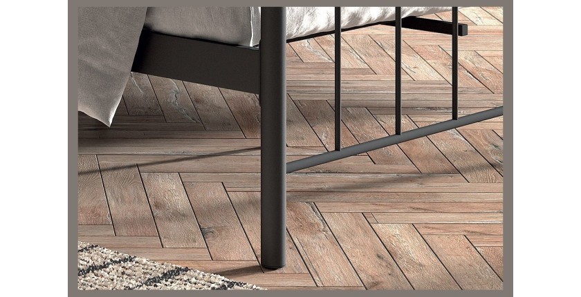 Lit 2 places métal noir 140x200 SENCHA style contemporain.