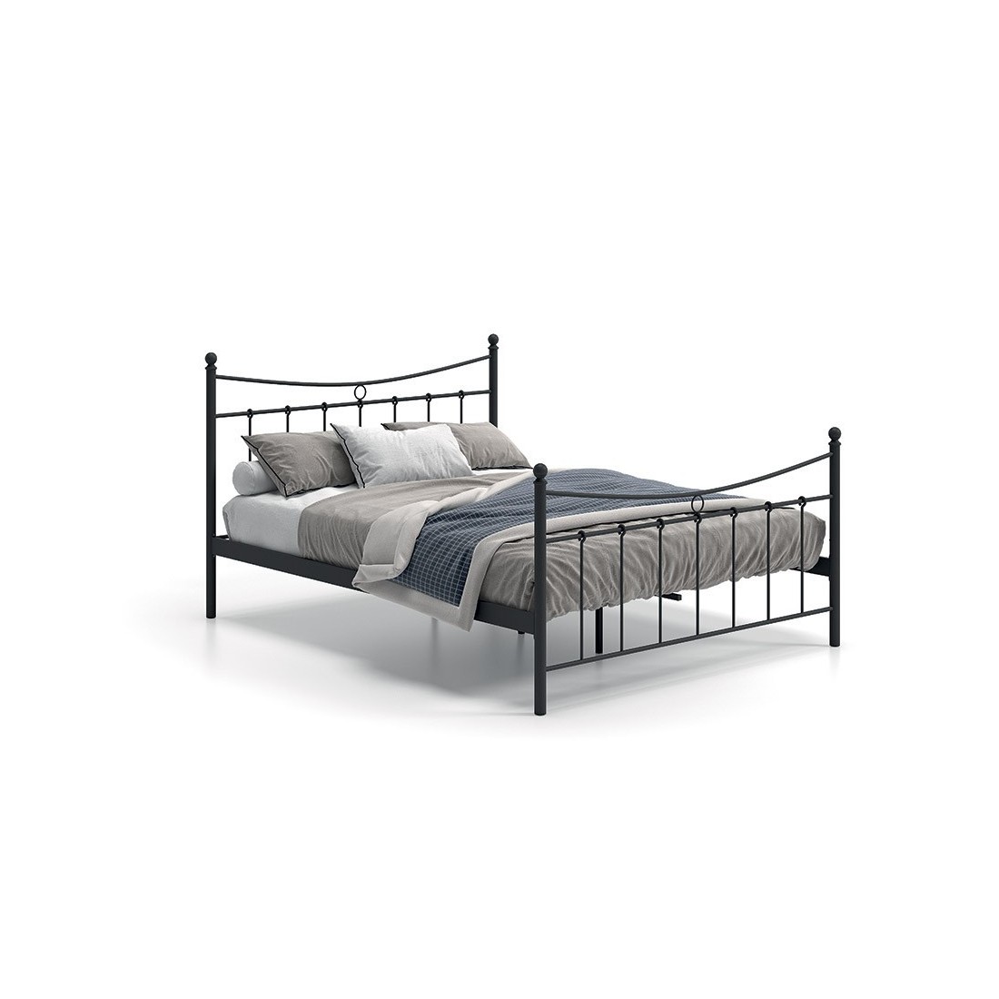 Lit 2 places métal noir 160x200 SENCHA style contemporain.