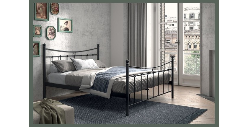 Lit 2 places métal noir 160x200 SENCHA style contemporain.