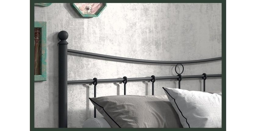 Lit 2 places métal noir 160x200 SENCHA style contemporain.