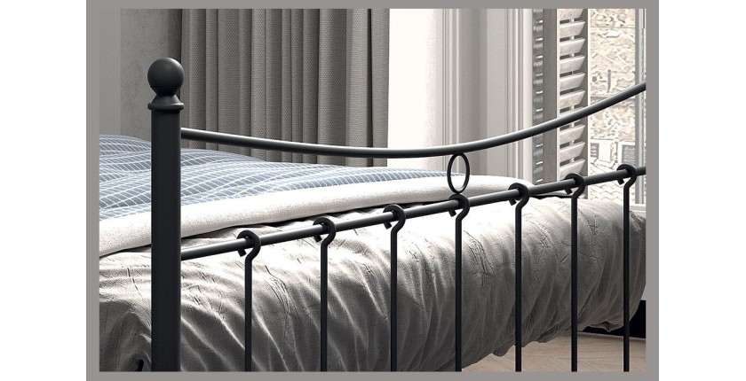 Lit 2 places métal noir 160x200 SENCHA style contemporain.