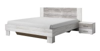Lit adulte 160x200 collection IRINA. Chevets intégrés. Coloris gris clair et gris foncé