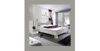 Lit adulte 180x200 collection IRINA. Chevets intégrés. Coloris gris clair et gris foncé