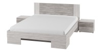 Lit adulte 180x200 collection IRINA. Chevets intégrés. Coloris gris clair et gris foncé