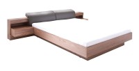 Lit double180x200 effet noyer collection RENATO avec sommier et tables de chevet intégrées