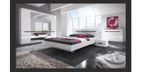 Lit adulte design 180x200 collection LUCIA. Coloris blanc brillant.