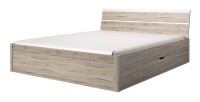 Lit adulte 160x200 avec tiroirs intégrés - Collection EOS. Coloris chêne clair et blanc