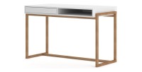 Bureau GEILO style scandinave 1 tiroir et 1 niche coloris blanc et hêtre