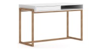 Bureau GEILO style scandinave 1 tiroir et 1 niche coloris blanc et hêtre