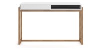 Bureau GEILO style scandinave 1 tiroir et 1 niche coloris blanc et hêtre