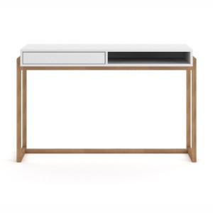 Bureau GEILO style scandinave 1 tiroir et 1 niche coloris blanc et hêtre