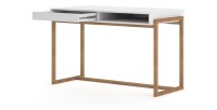 Bureau GEILO style scandinave 1 tiroir et 1 niche coloris blanc et hêtre