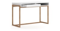 Bureau GEILO style scandinave 1 tiroir et 1 niche coloris blanc et hêtre