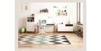 Bureau GEILO style scandinave 1 tiroir et 1 niche coloris blanc et hêtre