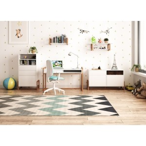 Bureau GEILO style scandinave 1 tiroir et 1 niche coloris blanc et hêtre