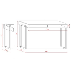 Bureau GEILO style scandinave 1 tiroir et 1 niche coloris blanc et hêtre