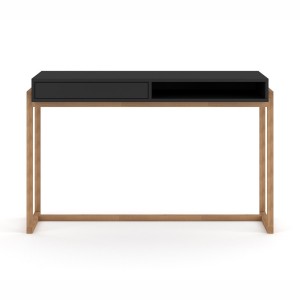 Bureau GEILO style scandinave avec tiroir et niche. Coloris noir et hêtre