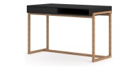 Bureau GEILO style scandinave avec tiroir et niche. Coloris noir et hêtre