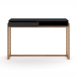 Bureau GEILO style scandinave avec tiroir et niche. Coloris noir et hêtre