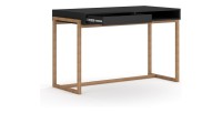 Bureau GEILO style scandinave avec tiroir et niche. Coloris noir et hêtre
