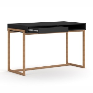 Bureau GEILO style scandinave avec tiroir et niche. Coloris noir et hêtre