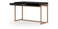 Bureau GEILO style scandinave avec tiroir et niche. Coloris noir et hêtre