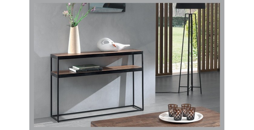 Console salon GOA en bois massif. Meuble style industriel