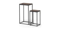 Tables d'appoint salon GOA en bois massif. Meubles style industriel