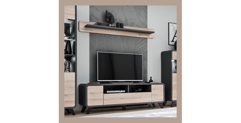 Étagère murale design OASIS, 160 cm, design et moderne, coloris gris anthracite et chêne