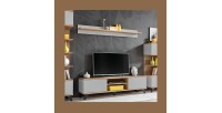 Étagère murale design CORDOBA, 160 cm, design et moderne, coloris gris clair et chêne