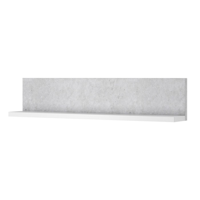 Étagère murale design 150cm coloris blanc et gris effet béton. Collection BERGAME.