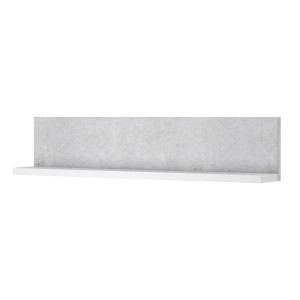 Étagère murale design 150cm coloris blanc et gris effet béton. Collection BERGAME.